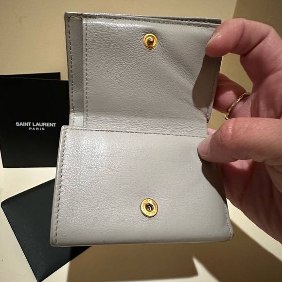YSL Grey Trifold Auth Leather Wallet Complete W/box - Picture 5 of 13